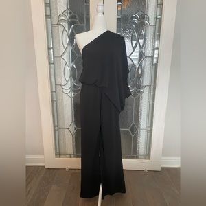 Black One Shoulder Wide Leg Jumpsuit